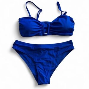 NWT SHEIN Cobalt Blue Ring Detail Bandeau Bikini Set Medium